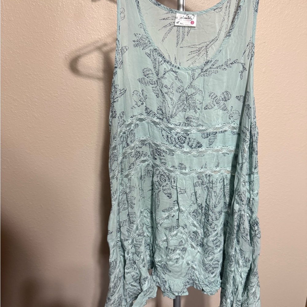 Free People Mint Green Floral Tank Top‎